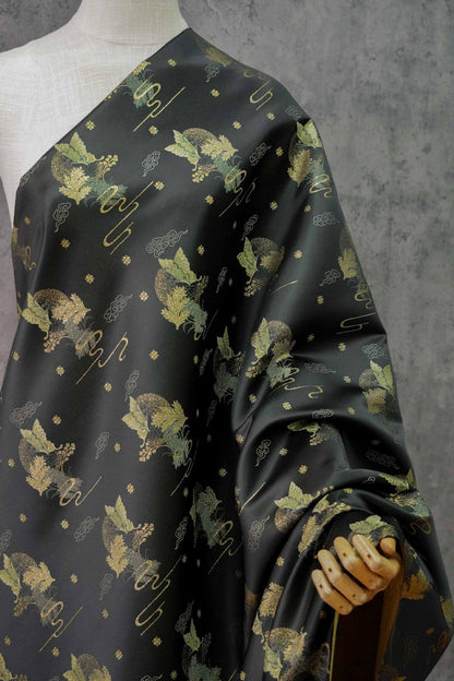 Black Jacquard Fabric: Gold Butterfly Pattern, Upholstery & Sewing (59" W By 1 Meter)