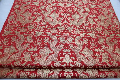 Tissu brocart de soie à motif de dragon chinois : pour costumes et ameublement, 74 cm de large