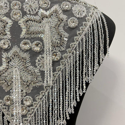Embroidered Sequin Lace Trim: Light Ivory Bridal Wedding Veil, DIY Accessories