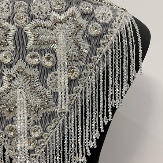 Embroidered Sequin Lace Trim: Light Ivory Bridal Wedding Veil, DIY Accessories