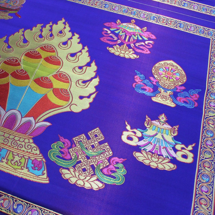 Royal Blue Tibetan Fabric: Silk Rayon Blend (29x21")