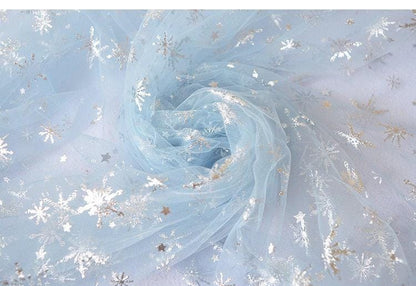 Tissu organza transparent à étoiles : Tissu pour robe La Reine des Neiges, 152 cm de large
