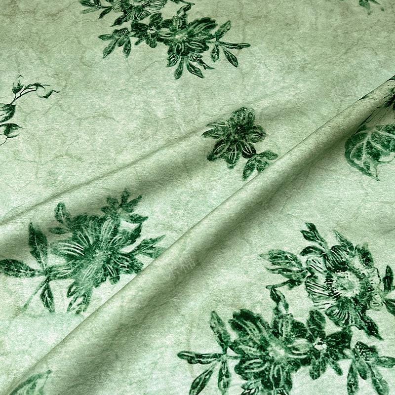 Celadon Floral Cotton Fabric ��� Elegant Sewing Materi" Wide