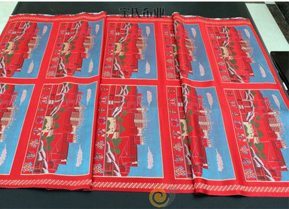 Tissu du palais du Potala tibétain : Tissu d'ameublement ethnique (28 po de largeur)