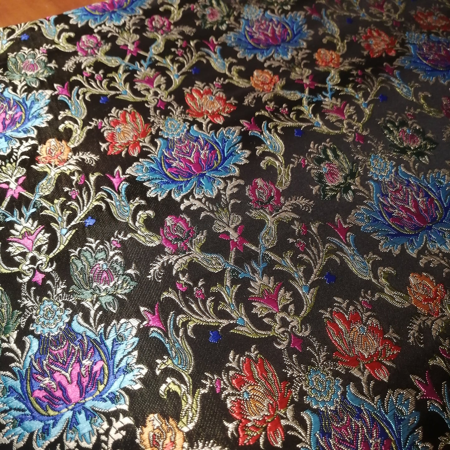 Lotus Damask Silk Brocade Fabric: Tibetan Buddhism Costume Decor