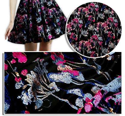 Gold Thread Floral Jacquard Fabric: 3D Texture Upholstery, Prom Dress, Sewing (57" W)