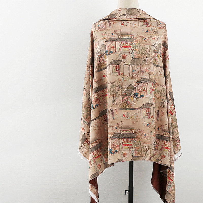 Tang Dynasty Painting Silk Fabric: Gambiered Canton Gauze (59"W)