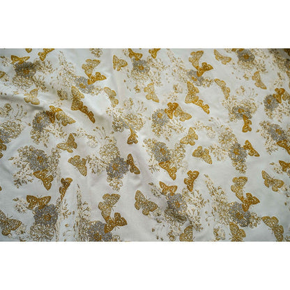Gold Butterfly Jacquard Fabric: 48"W Designer Upholstery