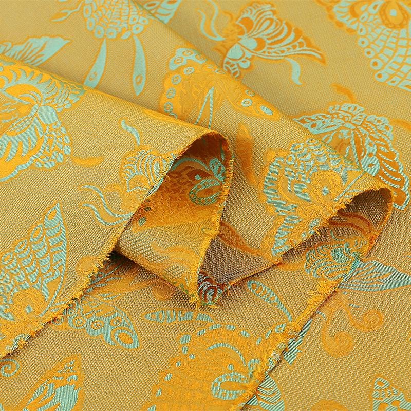 Tissu satiné jacquard papillon : impression numérique bicolore, 150 cm de large