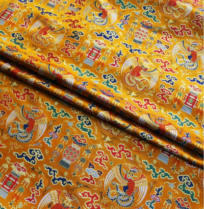 Peacock Lantern Brocade Fabric: 58"W Chinese Rayon Sewing Material