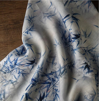 Blue Bamboo Ramie Fabric: Sustainable Home Textile, 55" Wide