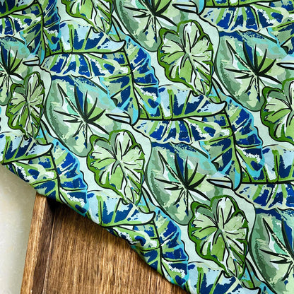 Tropical Leaf Cotton Fabric: 1960s Style Print, 59" Wide