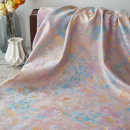 Tissu jacquard floral style peinture à l'huile ���� Décoration intérieure, rideaux, patchwork, ameublement, loisirs créatifs, projets DIY" Large