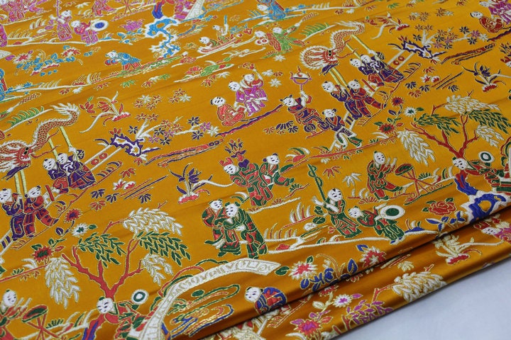 Tissu brocart jacquard à motifs floraux : matériau de couture traditionnel chinois