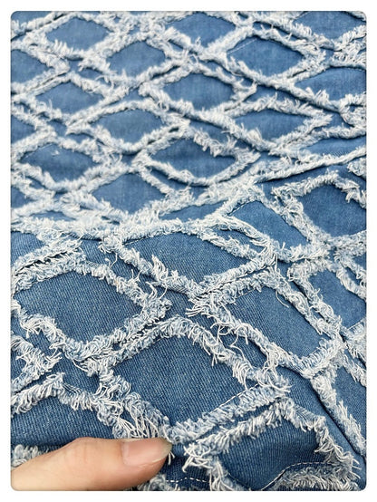 Tissu denim déchiré : Tissu à franges 3D à bords francs (150 cm)