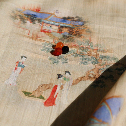 Vintage Style Ramie Fabric: 55"W Art Print for Sewing & Upholstery