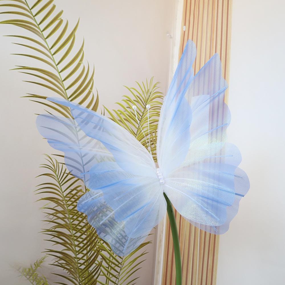 Gradient Butterfly Wedding Decor: Floral Centerpiece, Photo Booth Backdrop