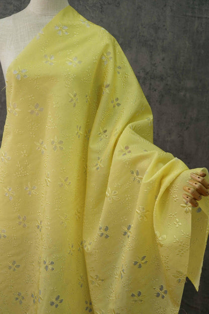 Light Yellow Jacquard Fabric: Hollow Relief Style, 55"W
