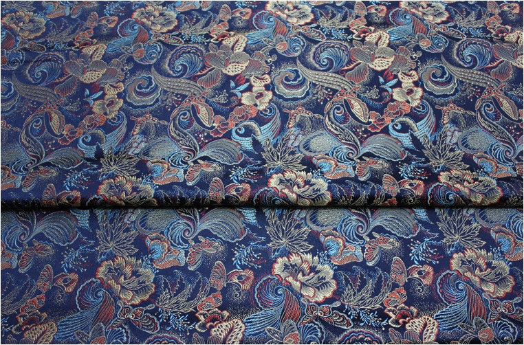 29.5"W Silk Brocade Fabric Butterfly And Peony Flower Design, Wedding Fabric, 8 Colors Chinese Fabric, Upholstery, Quilting & Sewing fabric