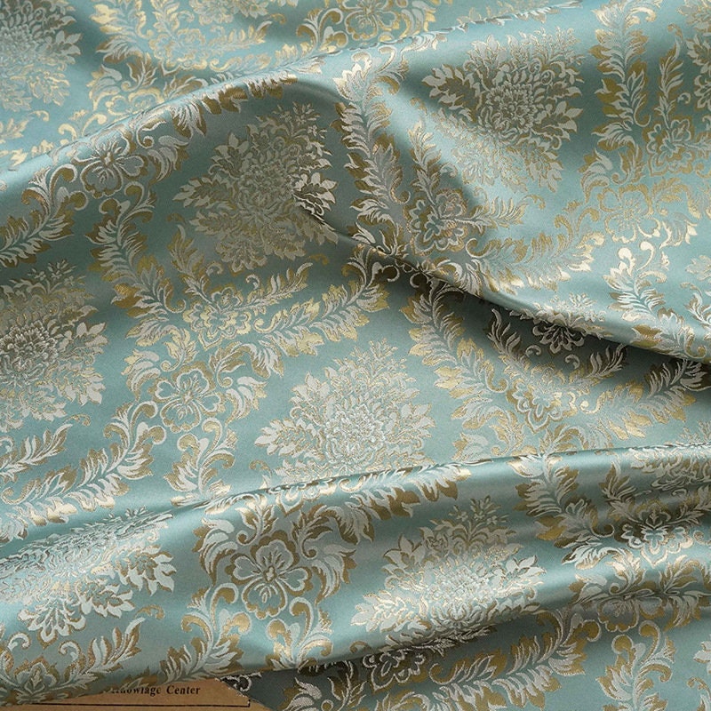 Gold Thread Brocade Jacquard Damask Fabric - Retro Palace Style