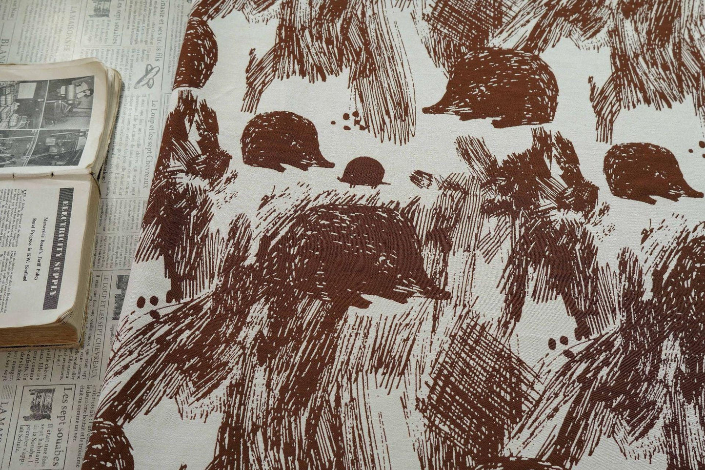 Hedgehog Fabric ��� Hand-Painted Style, Upholstery & Quilti" Wide