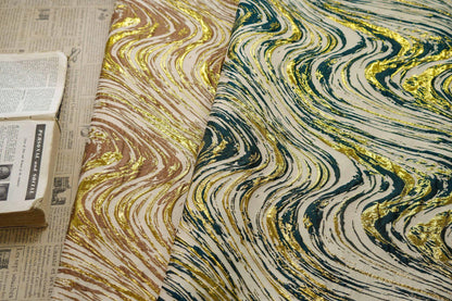 Gold Thread Jacquard Fabric: Universe Galaxy Design, 55" Wide