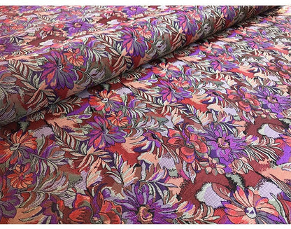 Nishijin Japanese Floral Brocade Fabric: High-Precision Jacquard Silk (35" Width)