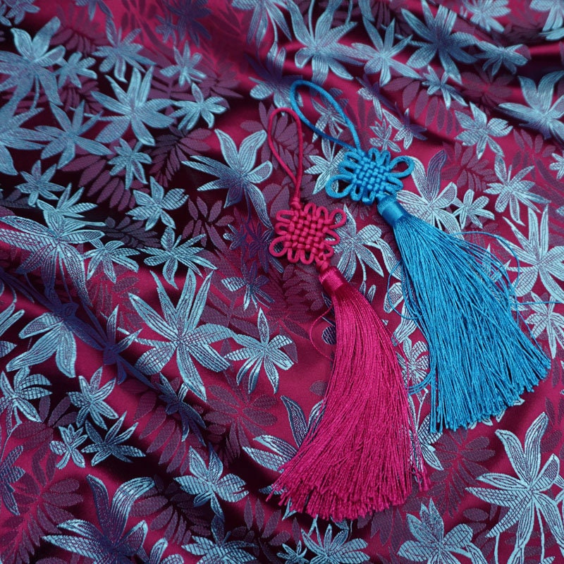 Leaf Brocade Fabric: Silk Satin Cheongsam Hanfu Fabric (By The Meter)