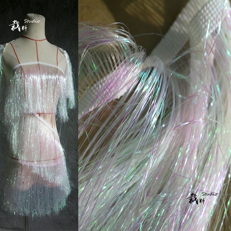 Fringed Polyester Fabric: Handmade Designer Accessory, 20cm Wide