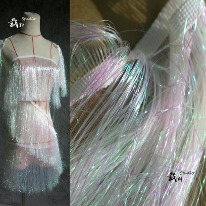 Fringed Polyester Fabric: Handmade Designer Accessory, 20cm Wide