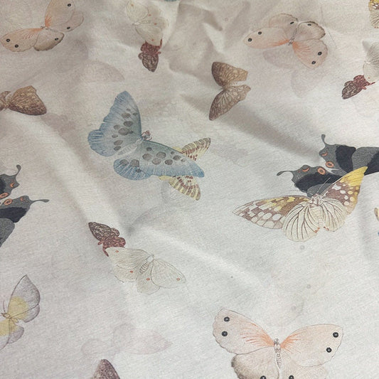 Butterfly Print Tencel Ramie Fabric: Sewing Material by The Meter