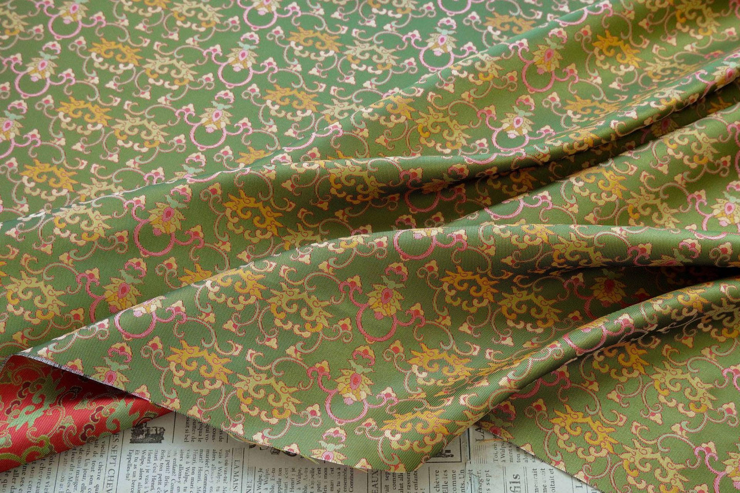 Oriental Brocade Jacquard Fabric, Classic Sichuan Weaving for Clothing & Crafts, 60"Wide