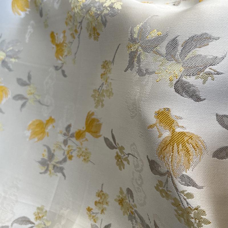 Osmanthus Goldfish Brocade Fabric ��� Oriental Jacquard Floral Fish Pattern Textile for Sewing &