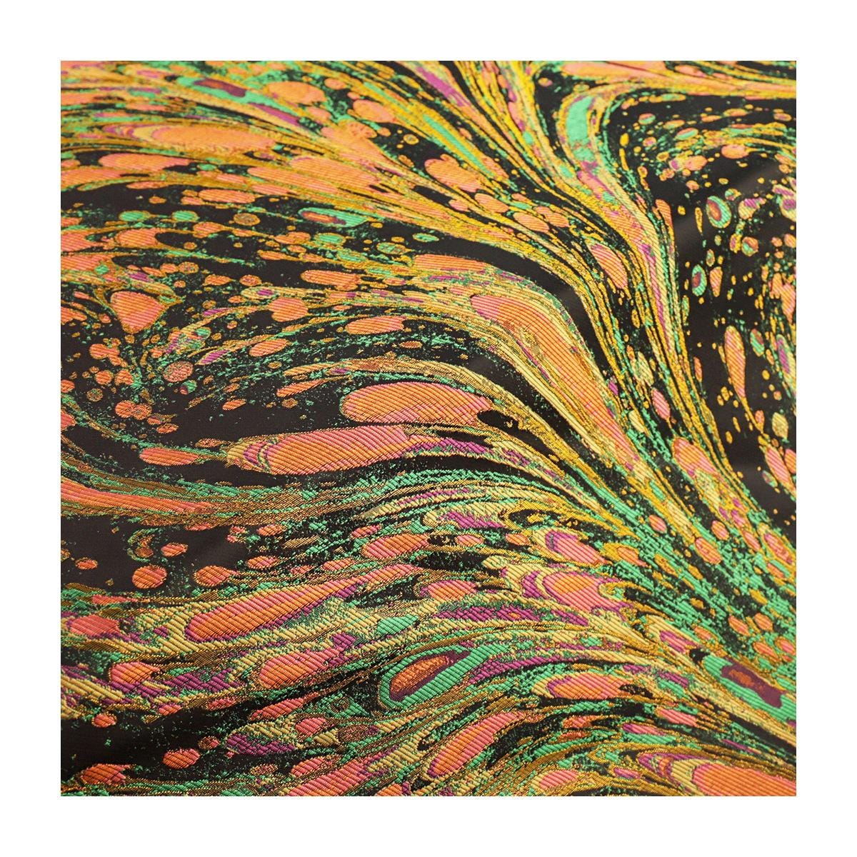 Phoenix Tail Jacquard Fabric: 3D Gold Thread Upholstery, Costume, Decor