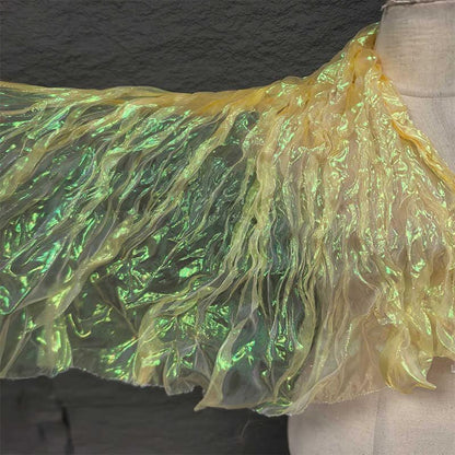Mermaid Iridescent Pleated Organza Fabric - 55" Wide