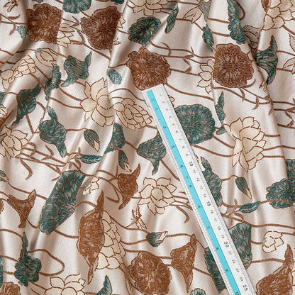 Lotus Flower Brocade Fabric: 59" Wide Nishijin Ori Satin