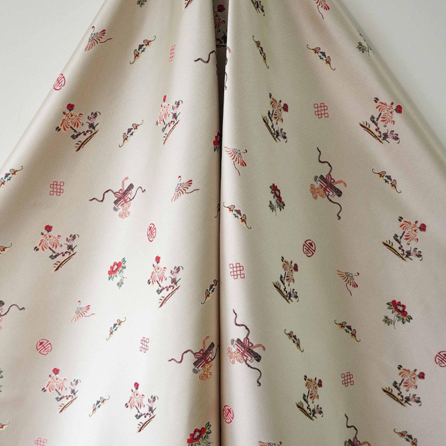 Chrysanthemum Silk Brocade Fabric: 66"W Chinese Cheongsam, Upholstery & Quilting