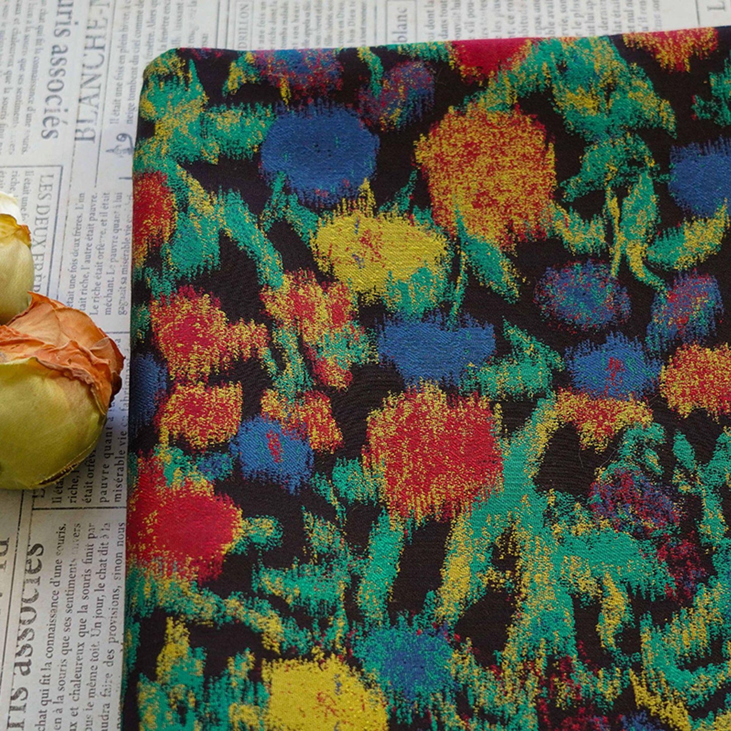 Abstract Floral Jacquard Fabric: Upholstery & Fashion Textile