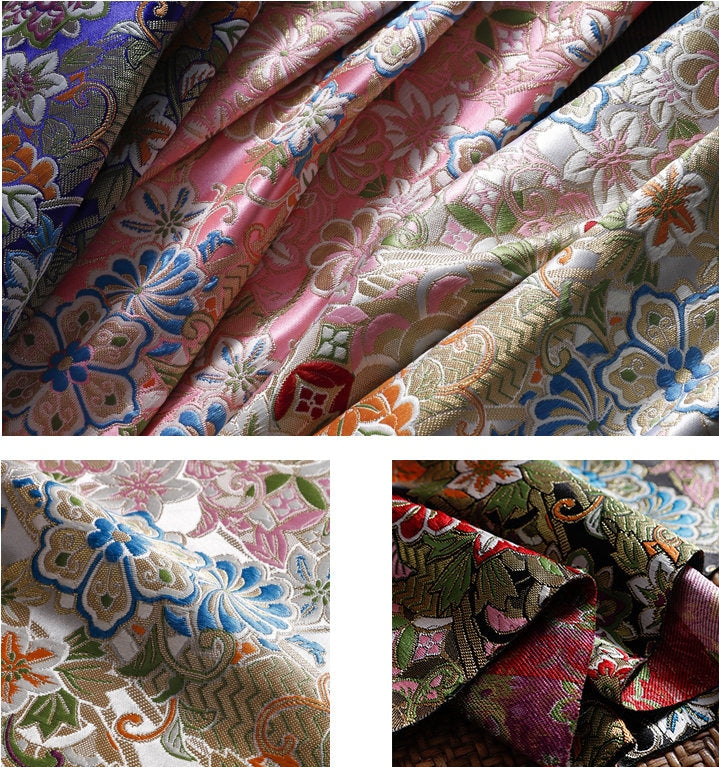 Nishijin Japanese Floral Brocade Fabric: High-End Jacquard Silk (29.5" Width)