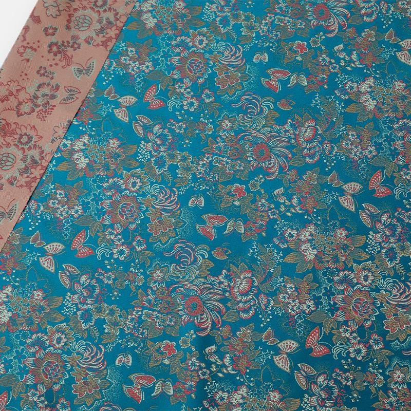 Nishijin Weaving Fabric: Japanese Floral Butterfly Upholstery Fabric by the Meter