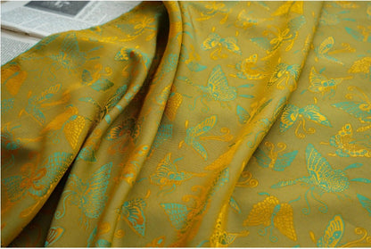 Butterfly Jacquard Rayon Fabric: Tea Silk Satin (By The Meter)