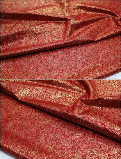 Metallic Paisley Brocade Fabric: Chinese Jacquard, 29.5" Wide