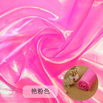 Iridescent Symphony Organza Fabric: Shimmering Crush Glass Yarn, 59" Wide