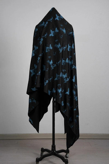 Blue Butterfly Tea Silk Satin Fabric: 58"W Rayon Blend
