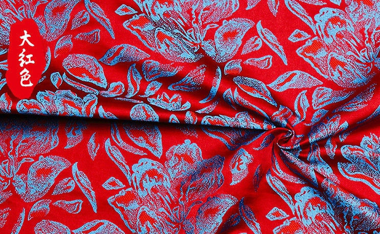 Floral Jacquard Brocade Fabric: Chinese Traditional Rose Petal Sewing Fabric