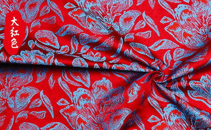 Floral Jacquard Brocade Fabric: Chinese Traditional Rose Petal Sewing Fabric