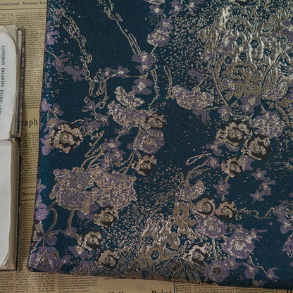 Gold Thread Jacquard Fabric: Dark Green 3D Style (59"W)