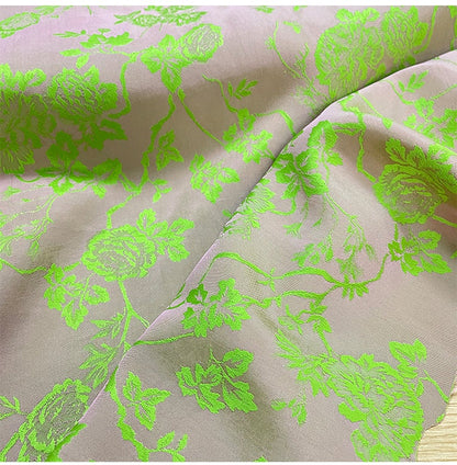 Apple Green Floral Jacquard Fabric: Cotton Lyocell Blend, 57" Wide