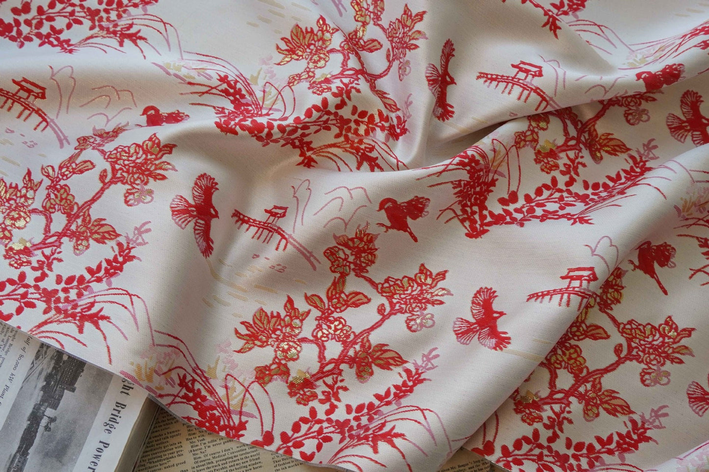 Gold Thread Jacquard Fabric: 3D Upholstery, Costume, Decor - 60"W
