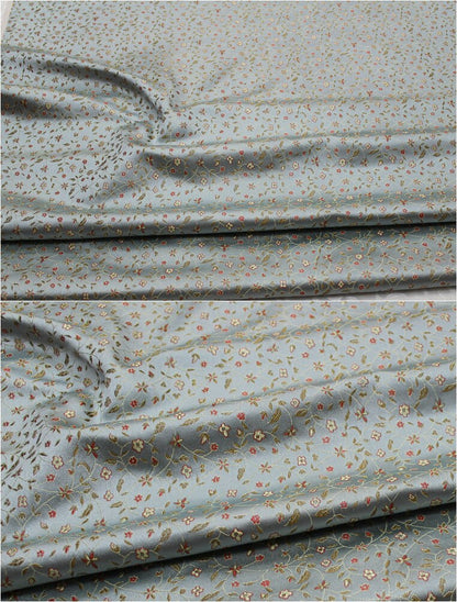 Floral Chinese Brocade Fabric: Silk Rayon Blend, 29.5" Wide